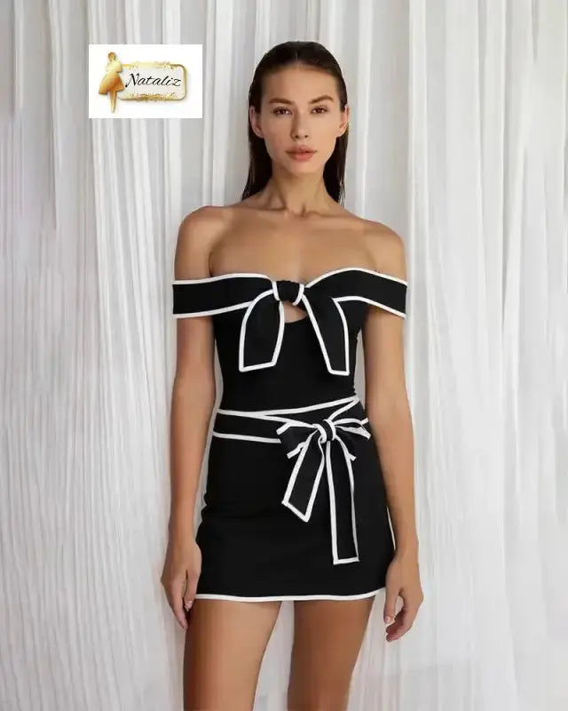 One Piece Swimsuit Quick Dry Bandeau Bow-Detail Beachwear 2 Pieces Nataliz