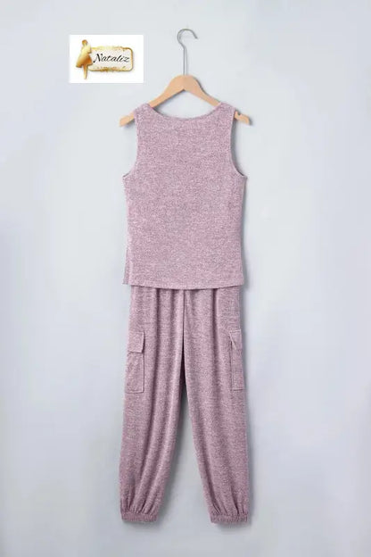 Orchid Bouquet Casual Tank Top Drawstring Jogger Pants 2pcs Outfit Nataliz