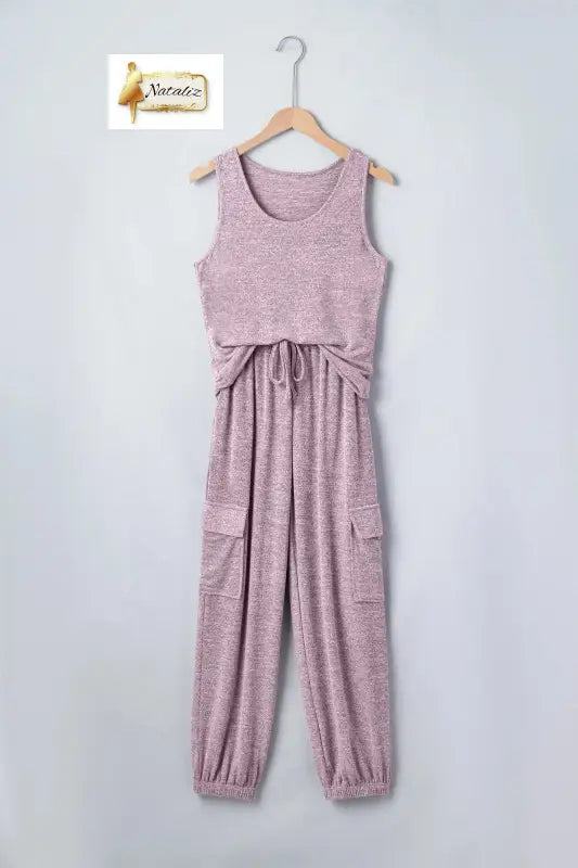 Orchid Bouquet Casual Tank Top Drawstring Jogger Pants 2pcs Outfit Nataliz