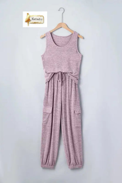 Orchid Bouquet Casual Tank Top Drawstring Jogger Pants 2pcs Outfit Nataliz