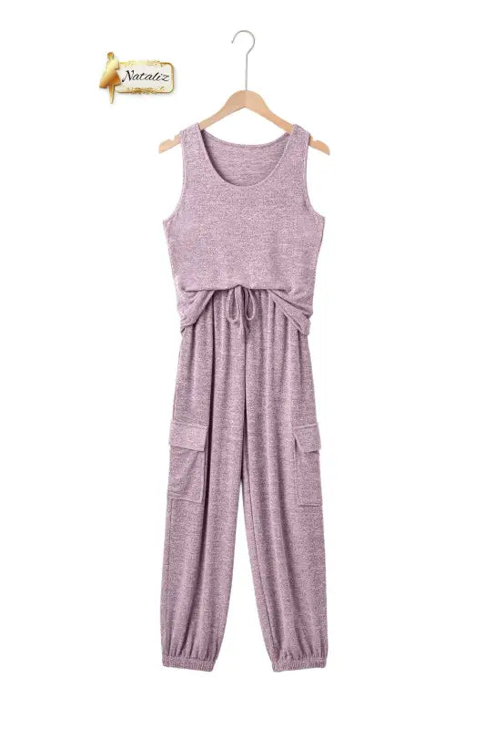 Orchid Bouquet Casual Tank Top Drawstring Jogger Pants 2pcs Outfit Nataliz