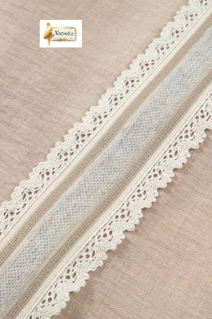 Parchment Crochet Lace Accent Pullover Rolled Short Sleeve Blouse Nataliz