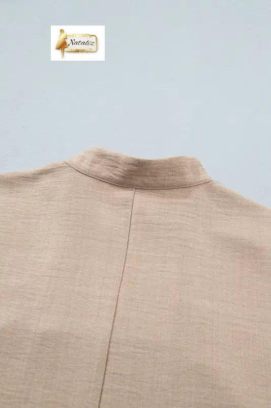 Parchment Crochet Lace Accent Pullover Rolled Short Sleeve Blouse Nataliz