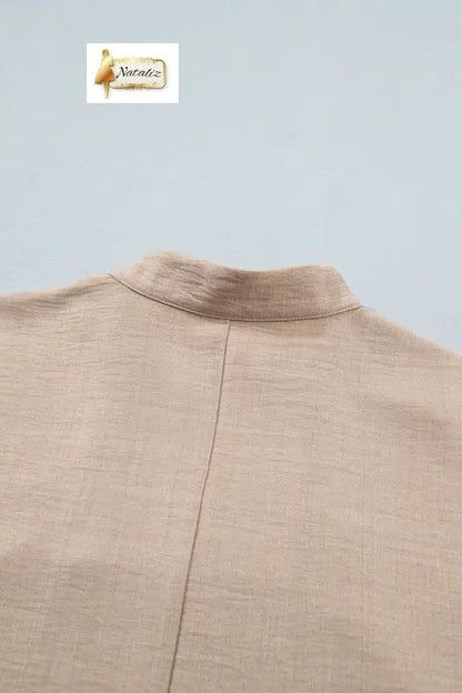 Parchment Crochet Lace Accent Pullover Rolled Short Sleeve Blouse Nataliz