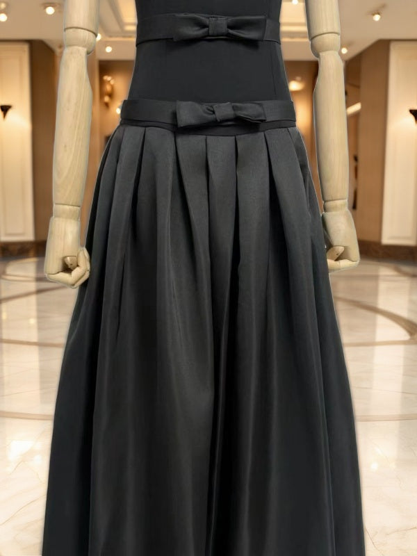 Strapless Bow-Trim Black Ball Gown Maxi Dress mannequin view · nz-bg-v1