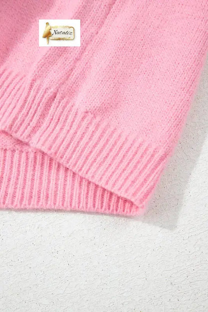 Pink Cute Knitted Floral Pattern Button Up Cardigan Dear-Lover Dropshipping