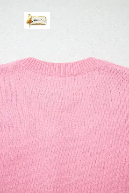 Pink Cute Knitted Floral Pattern Button Up Cardigan Dear-Lover Dropshipping