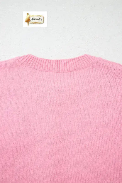 Pink Cute Knitted Floral Pattern Button Up Cardigan Dear-Lover Dropshipping