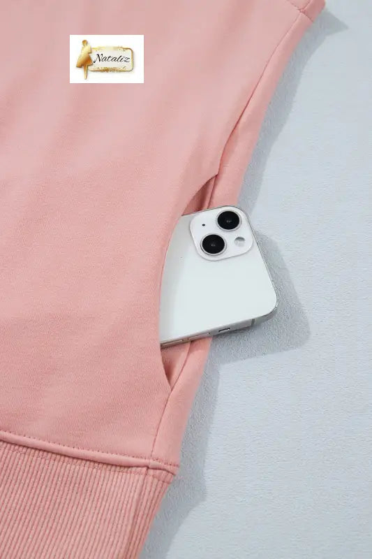 Pink Solid Color High Neck Cap Sleeve Loose Top Nataliz