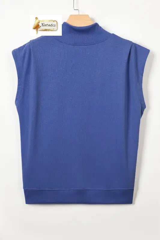 Pink Solid Color High Neck Cap Sleeve Loose Top Nataliz