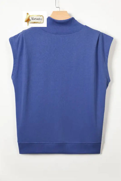 Pink Solid Color High Neck Cap Sleeve Loose Top Nataliz
