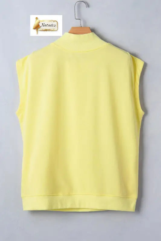 Pink Solid Color High Neck Cap Sleeve Loose Top Nataliz