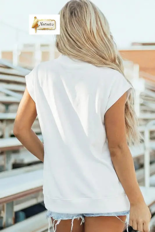 Pink Solid Color High Neck Cap Sleeve Loose Top Nataliz