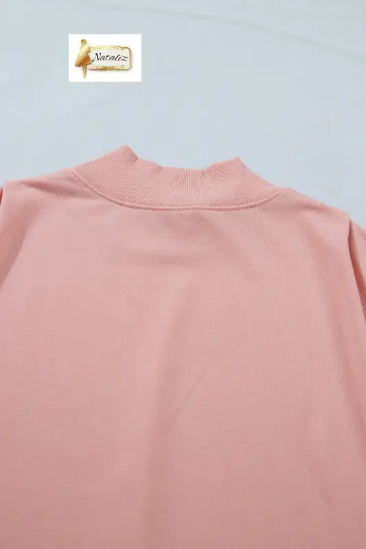 Pink Solid Color High Neck Cap Sleeve Loose Top Nataliz