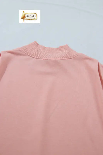 Pink Solid Color High Neck Cap Sleeve Loose Top Nataliz
