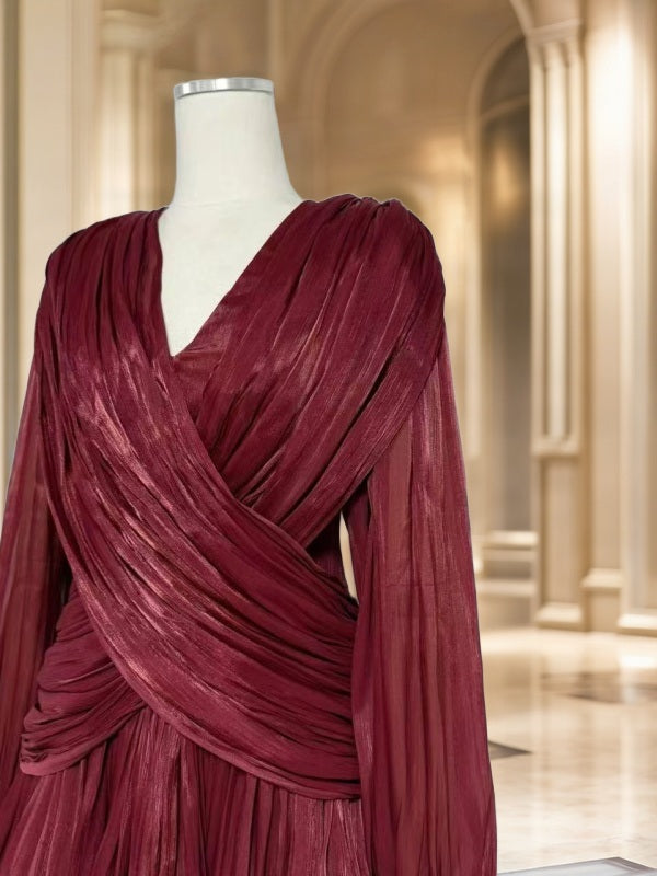 Draped Bubble Hem Mini Dress with Blouson Sleeves mannequin view · nz-bg-v1