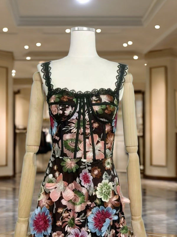 Floral Embroidered Midi Dress with Lace Trim mannequin view · nz-bg-v1