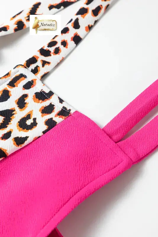 Rose Red Leopard Colorblock Patchwork Sleeveless Romper - Jumpsuits