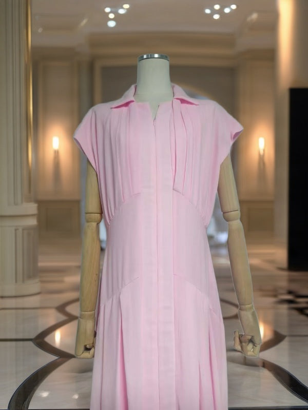 Pleated Cap Sleeve Maxi Shirt Dress mannequin view · nz-bg-v1