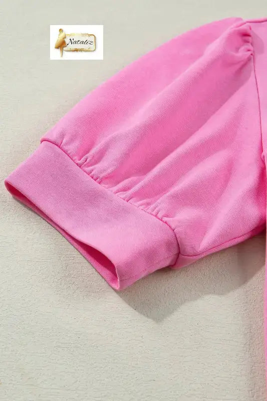 Sachet Pink Striped Frilled Collar Short Sleeve Blouse Nataliz