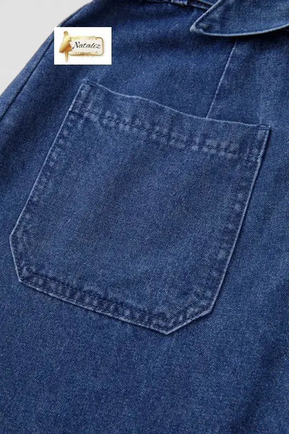 Sail Blue Denim Ruffled Zipped Front Belted Romper Dear-Lover Dropshipping