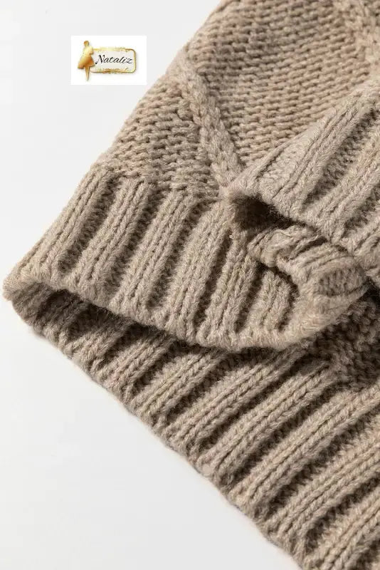 Simply Taupe Cable Knit Colorblock Satin Bowknot Short Sleeve Sweater Dear-Lover Dropshipping