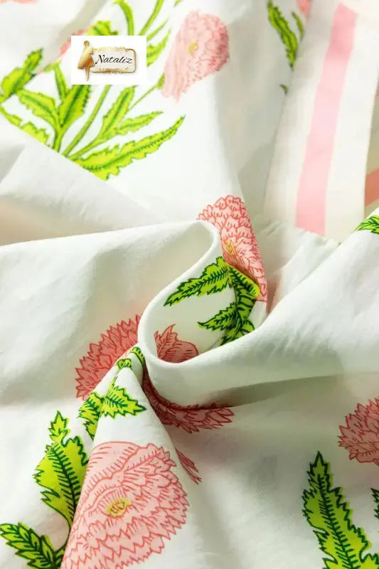 Sky Blue Casual Wild Flower Print V Neck 3/4 Sleeve Blouse Nataliz