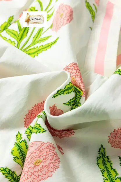 Sky Blue Casual Wild Flower Print V Neck 3/4 Sleeve Blouse Nataliz