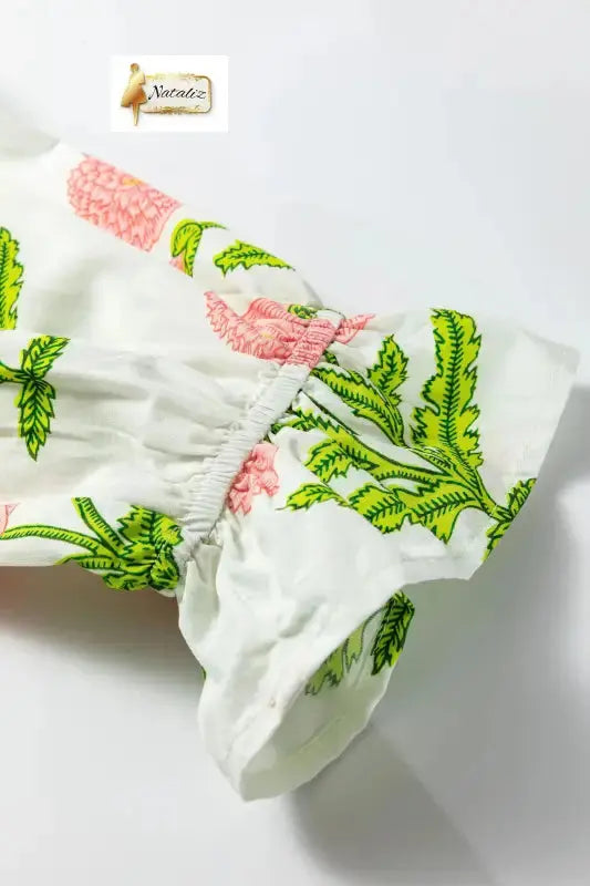 Sky Blue Casual Wild Flower Print V Neck 3/4 Sleeve Blouse Nataliz