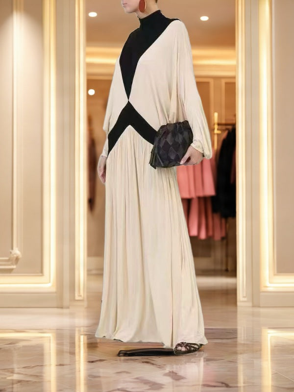 Colourblock Mock Neck Batwing Maxi Dress side view · nz-bg-v1