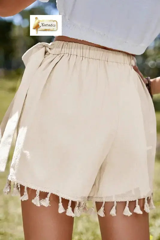 Tassel Trim Wrap Knot Side Bohemian Style Mini Skort Dear-Lover Dropshipping