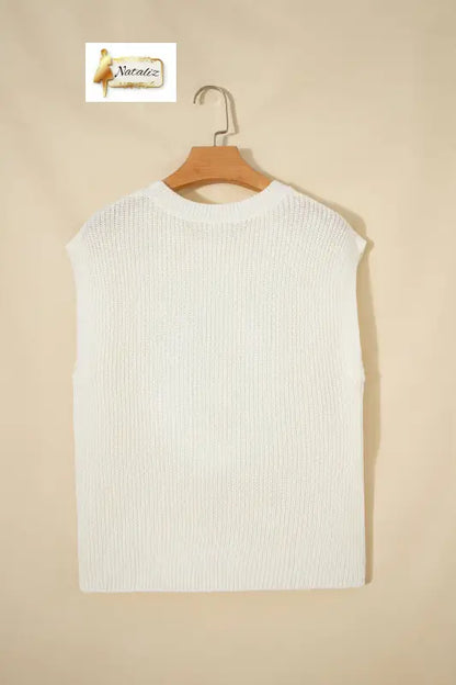 Turquoise Crochet Horseshoe Short Sleeve Knit Sweater Nataliz