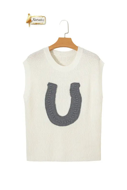 Turquoise Crochet Horseshoe Short Sleeve Knit Sweater Nataliz