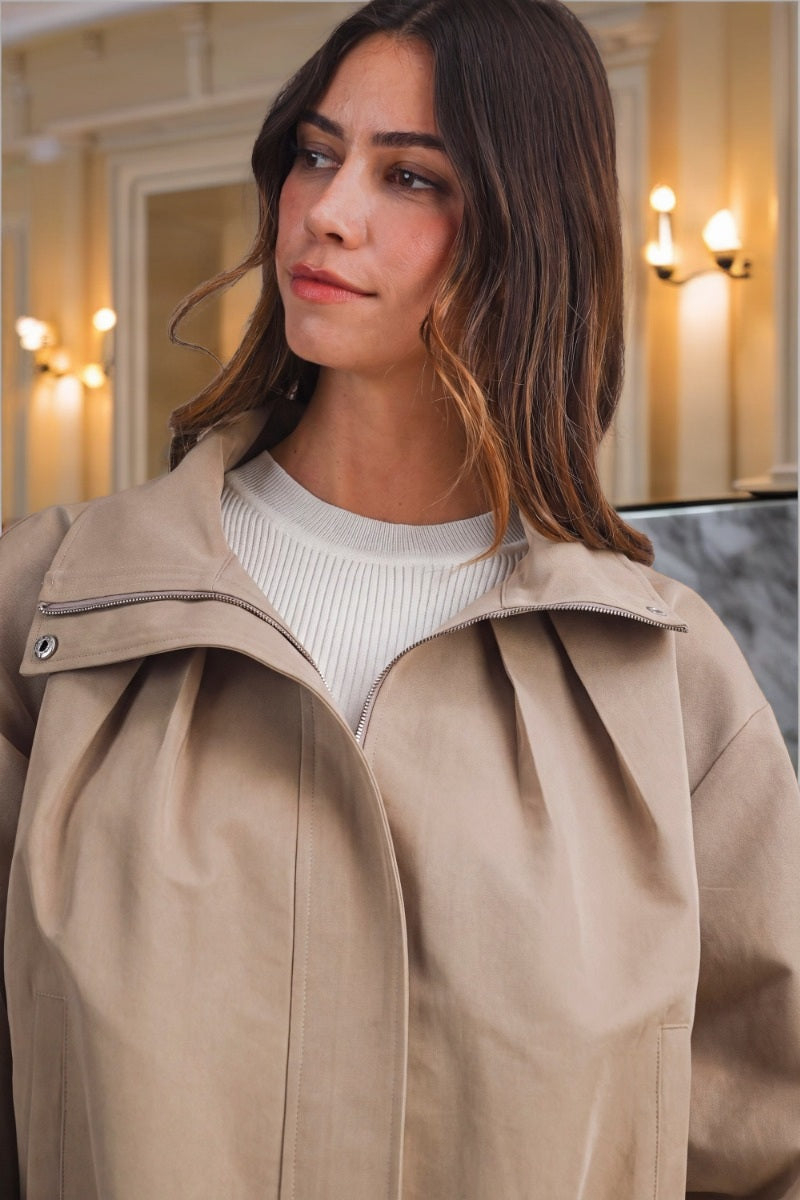 Eyelet Hem Anorak Jacket model front view · nz-bg-v1