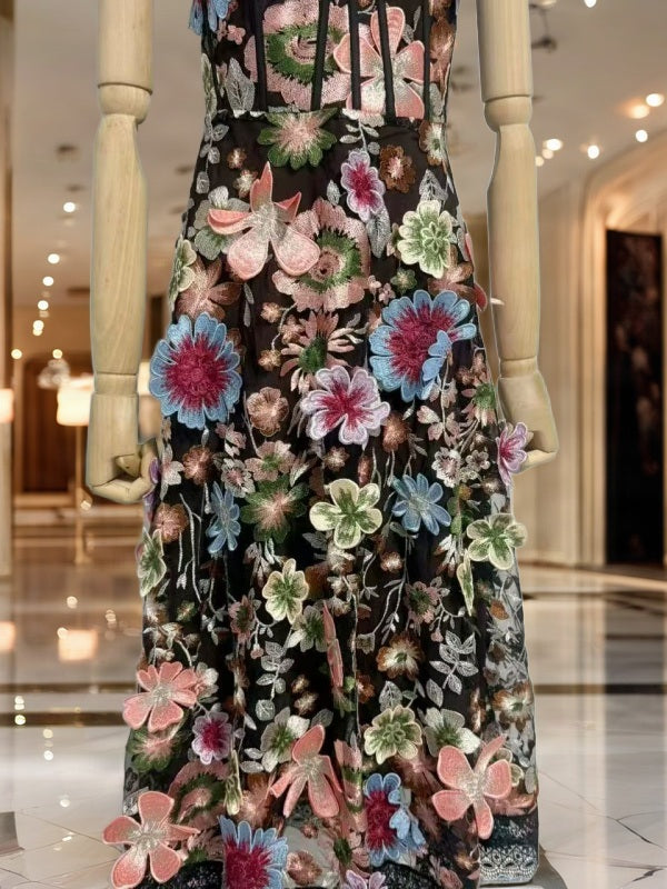 Floral Embroidered Midi Dress with Lace Trim mannequin view · nz-bg-v1