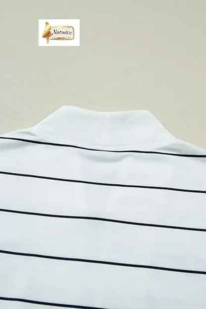 White Stripe Color Block Zip V Neck Sleeveless Top Nataliz