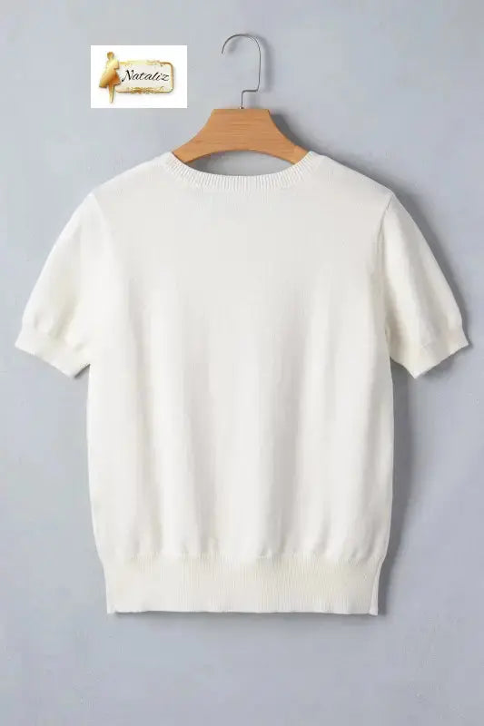 White Wild West Horse Head Printed Short Sleeve Top Nataliz