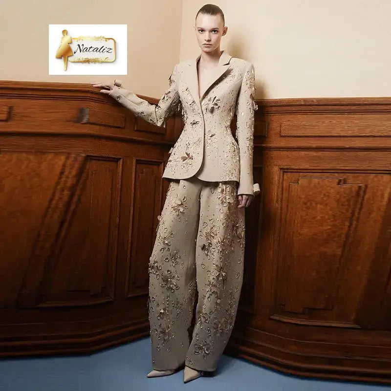 Women's High Quality Long Sleeve Spring Blazer Pants Suits with Button Decoration Guangzhou Migu Garment Company Limited
