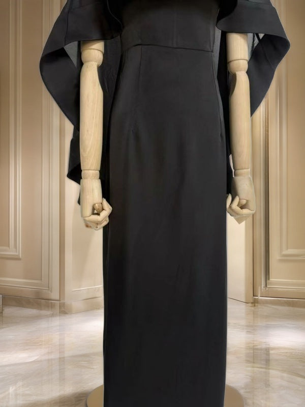 Cape Sleeve Maxi Gown with Structured Bodice mannequin view · nz-bg-v1