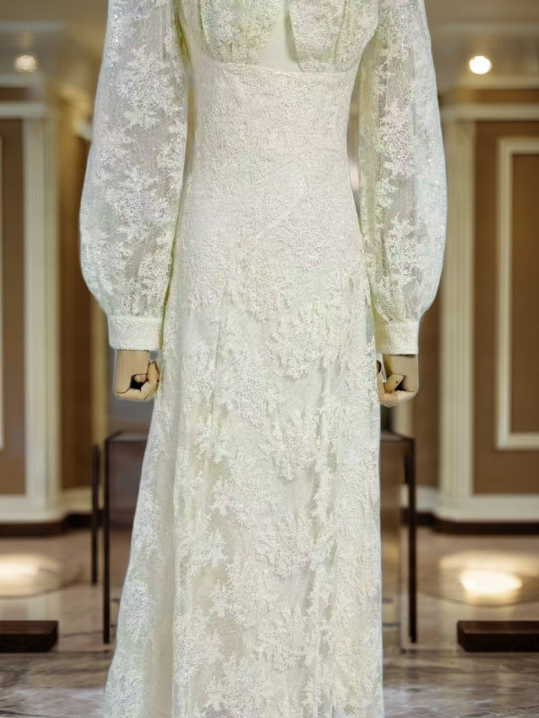 Floral Lace Puff Sleeve Maxi Dress mannequin view · nz-bg-v1
