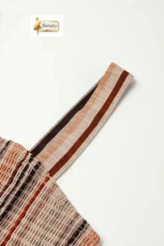 Yellow Stripe Square Neck Sleeveless Smocked Bodice Wide Leg Jumpsuit Nataliz