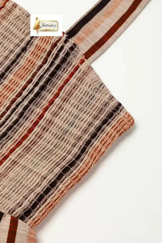 Yellow Stripe Square Neck Sleeveless Smocked Bodice Wide Leg Jumpsuit Nataliz