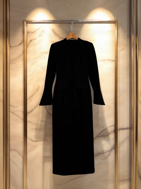 Mock Neck Long Sleeve Tailored Maxi Dress hanging view · nz-bg-v1