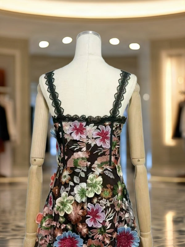 Floral Embroidered Midi Dress with Lace Trim mannequin view · nz-bg-v1